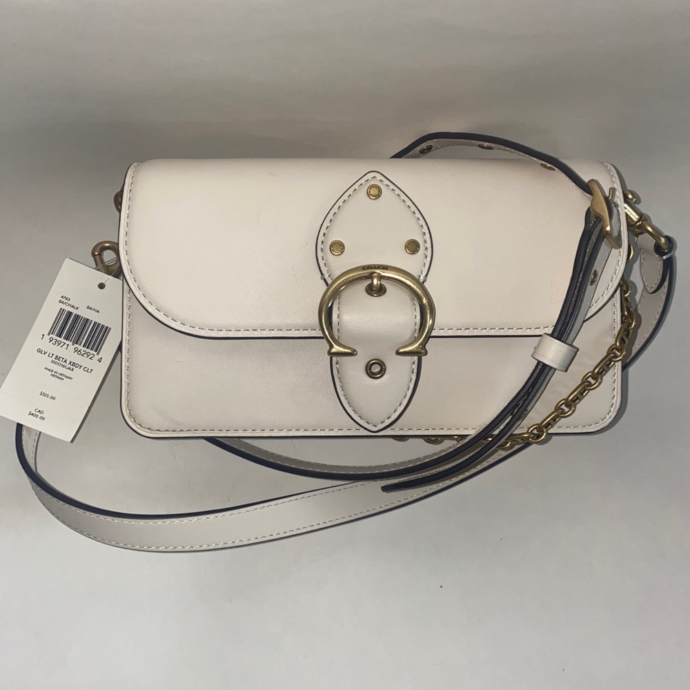 COACH Beat Crossbody Leather Chain Clutch Chalk NWT $325 - Picture 8 of 11